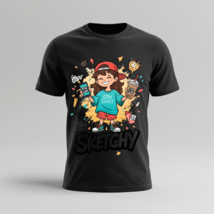 Stay Lucky Sketchy Graphic Tee Round Neck T-shirt